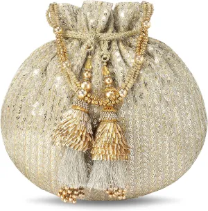Aheli Potli Bags Gift for Women Evening Bag Clutch Ethnic Bride Purse with Drawstring