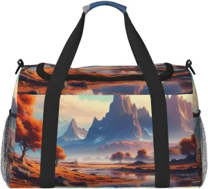Alien Planet Print Travel Duffel Bag for Men & Women, Foldable Travel Bags and Spacious Weekender Tote Bag for Storage Toiletry Luggage Personal Item