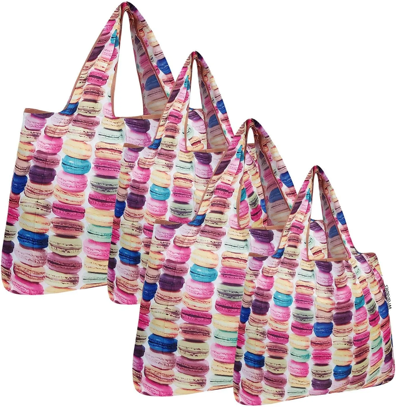 allydrew Large & Small Foldable Tote Nylon Reusable Grocery Bags, Set of 4