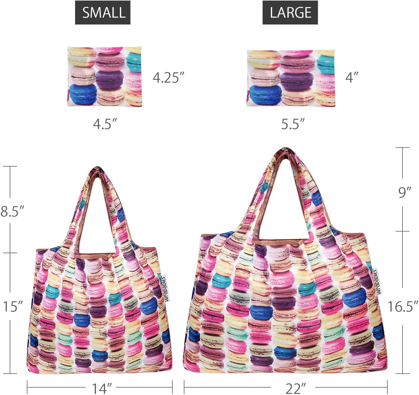 allydrew Large & Small Foldable Tote Nylon Reusable Grocery Bags, Set of 4