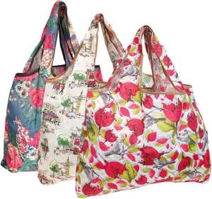 allydrew Large Foldable Tote Nylon Reusable Grocery Bag, 3 Pack