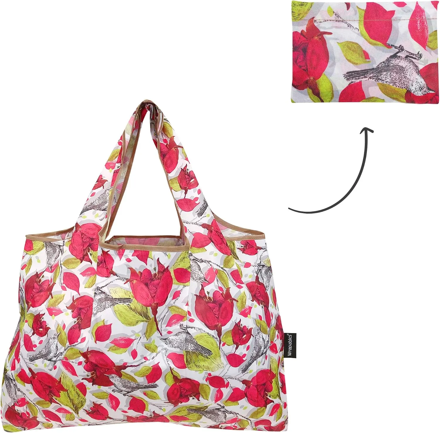 allydrew Large Foldable Tote Nylon Reusable Grocery Bag, 3 Pack