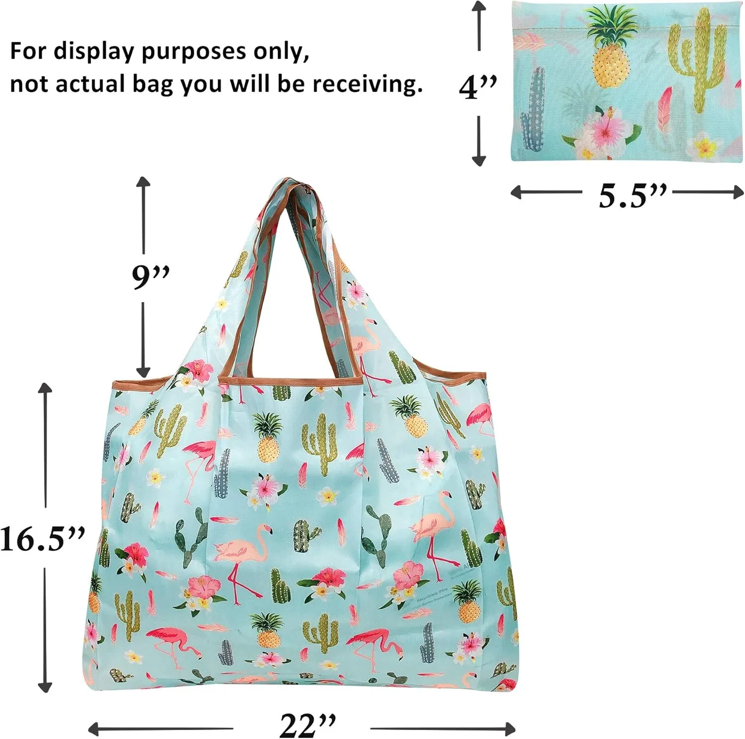 allydrew Large Foldable Tote Nylon Reusable Grocery Bags, 3 Pack