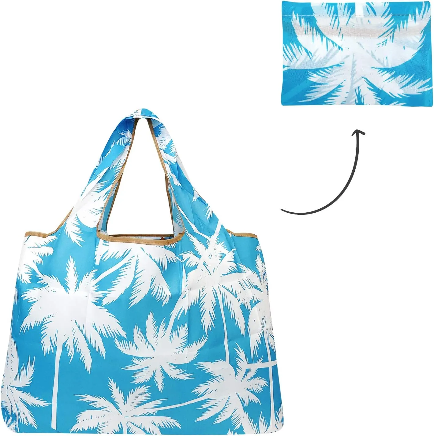 allydrew Large Foldable Tote Nylon Reusable Grocery Bags, 3 Pack