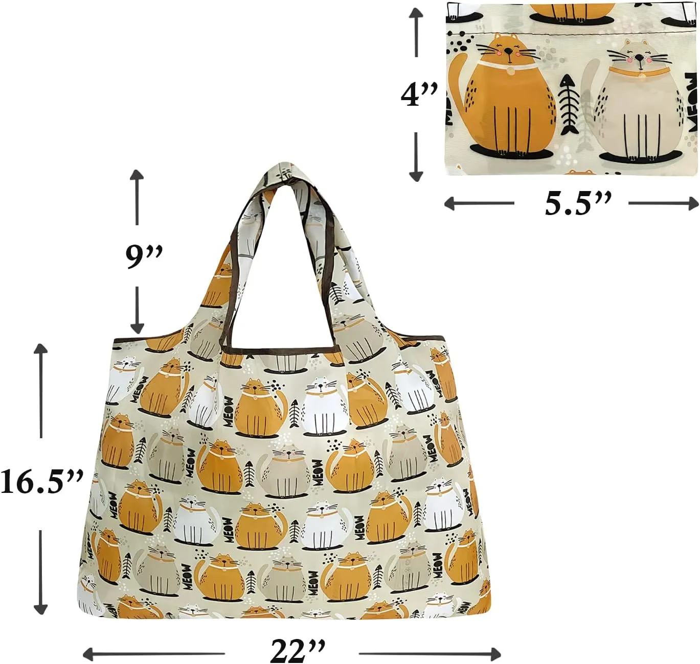 Allydrew Large Foldable Tote Nylon Reusable Grocery Bags