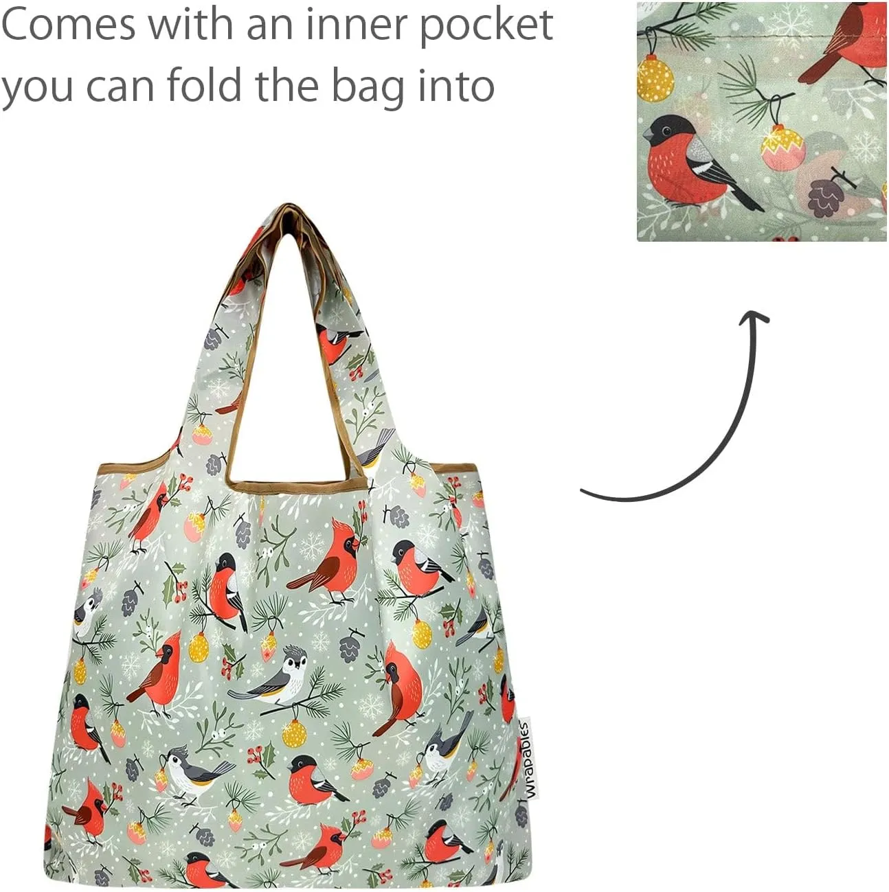 allydrew Medium Foldable Tote Nylon Reusable Grocery Bag (Set of 2)