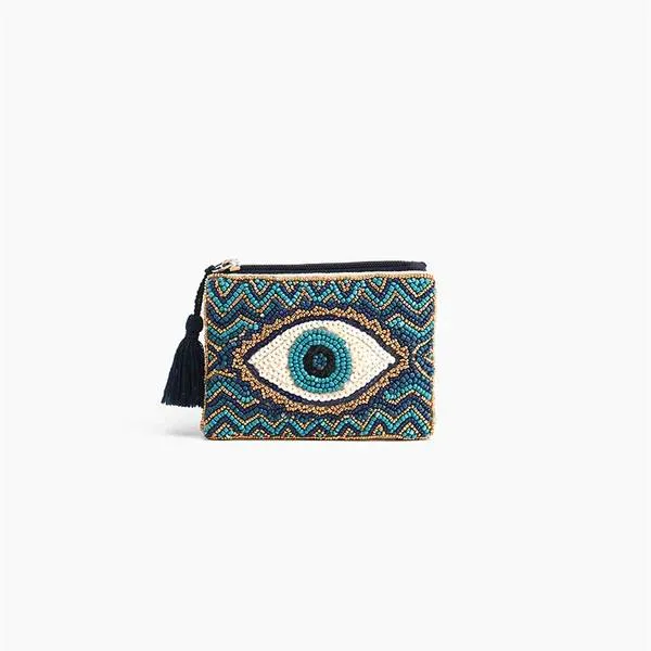 America & Beyond Embellished Evil Eye Coin Bag