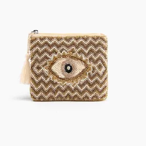 America & Beyond Embellished Evil Eye Coin Bag