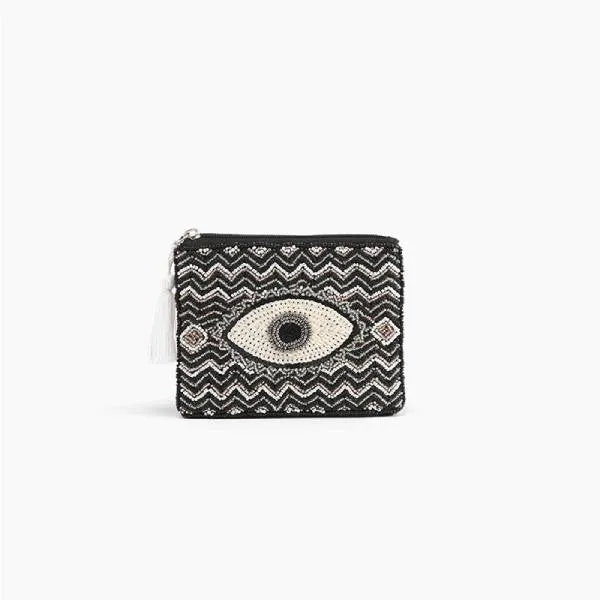 America & Beyond Embellished Evil Eye Coin Bag