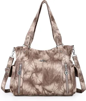 Angel Kiss Handbags for Womens Top-Handle Hobo Purse Roomy Casual Shoulder Bags PU Tote Satchel Purse for Women