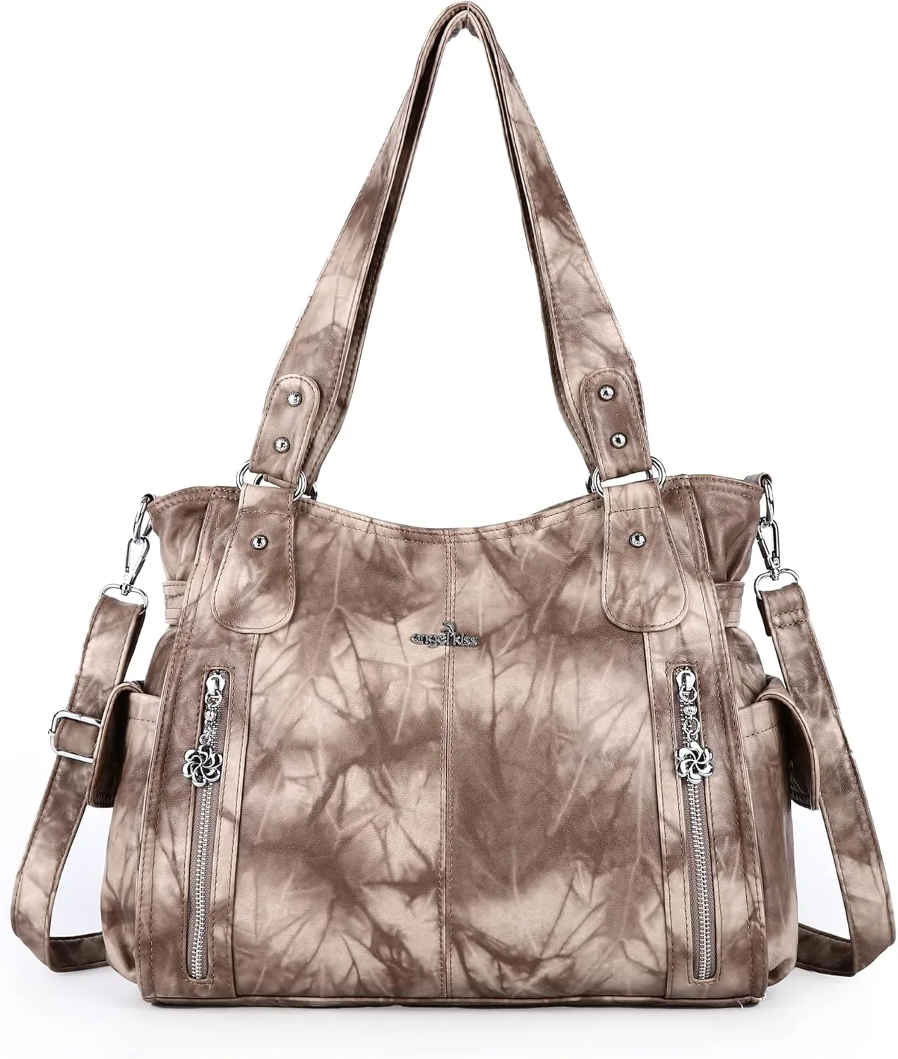 Angel Kiss Handbags for Womens Top-Handle Hobo Purse Roomy Casual Shoulder Bags PU Tote Satchel Purse for Women