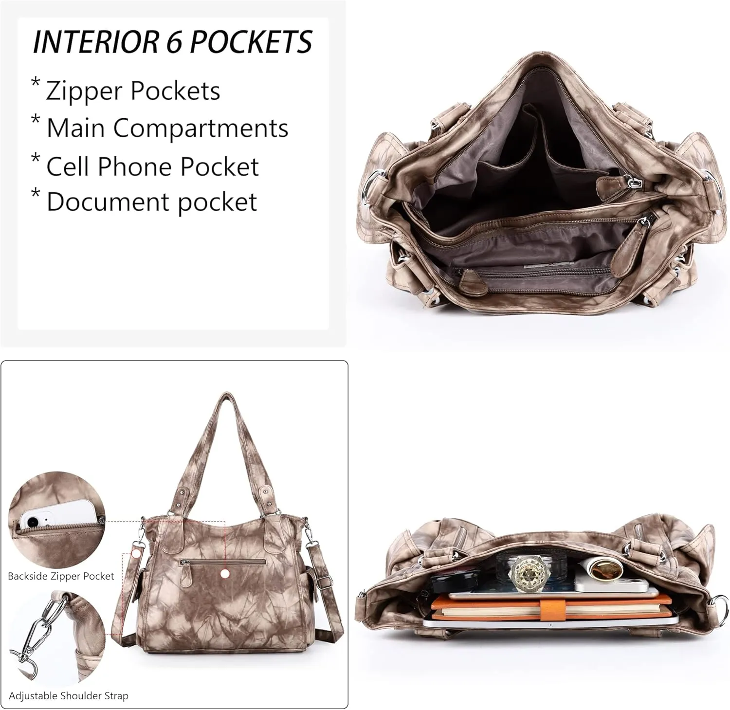 Angel Kiss Handbags for Womens Top-Handle Hobo Purse Roomy Casual Shoulder Bags PU Tote Satchel Purse for Women