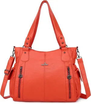 Angel Kiss Handbags for Womens Top-Handle Hobo Purse Roomy Casual Shoulder Bags PU Tote Satchel Purse for Women