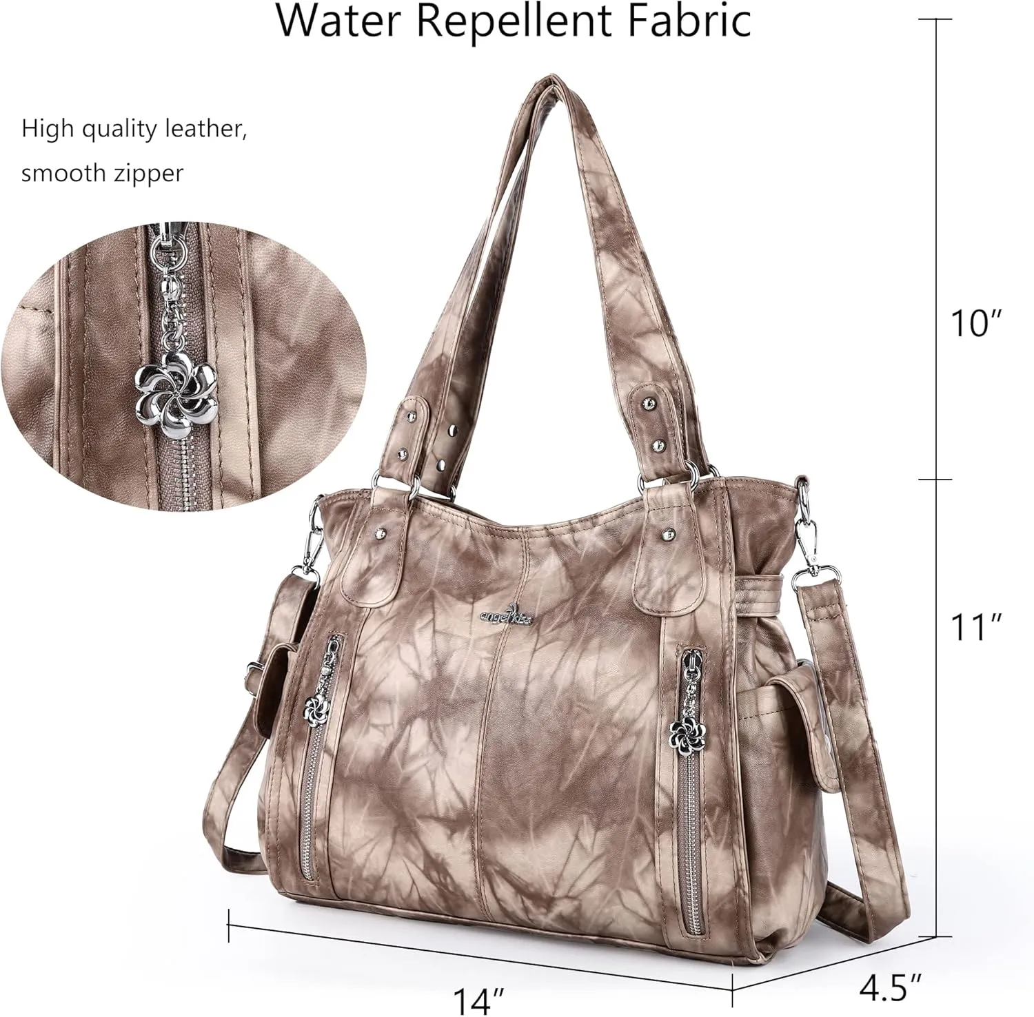 Angel Kiss Handbags for Womens Top-Handle Hobo Purse Roomy Casual Shoulder Bags PU Tote Satchel Purse for Women