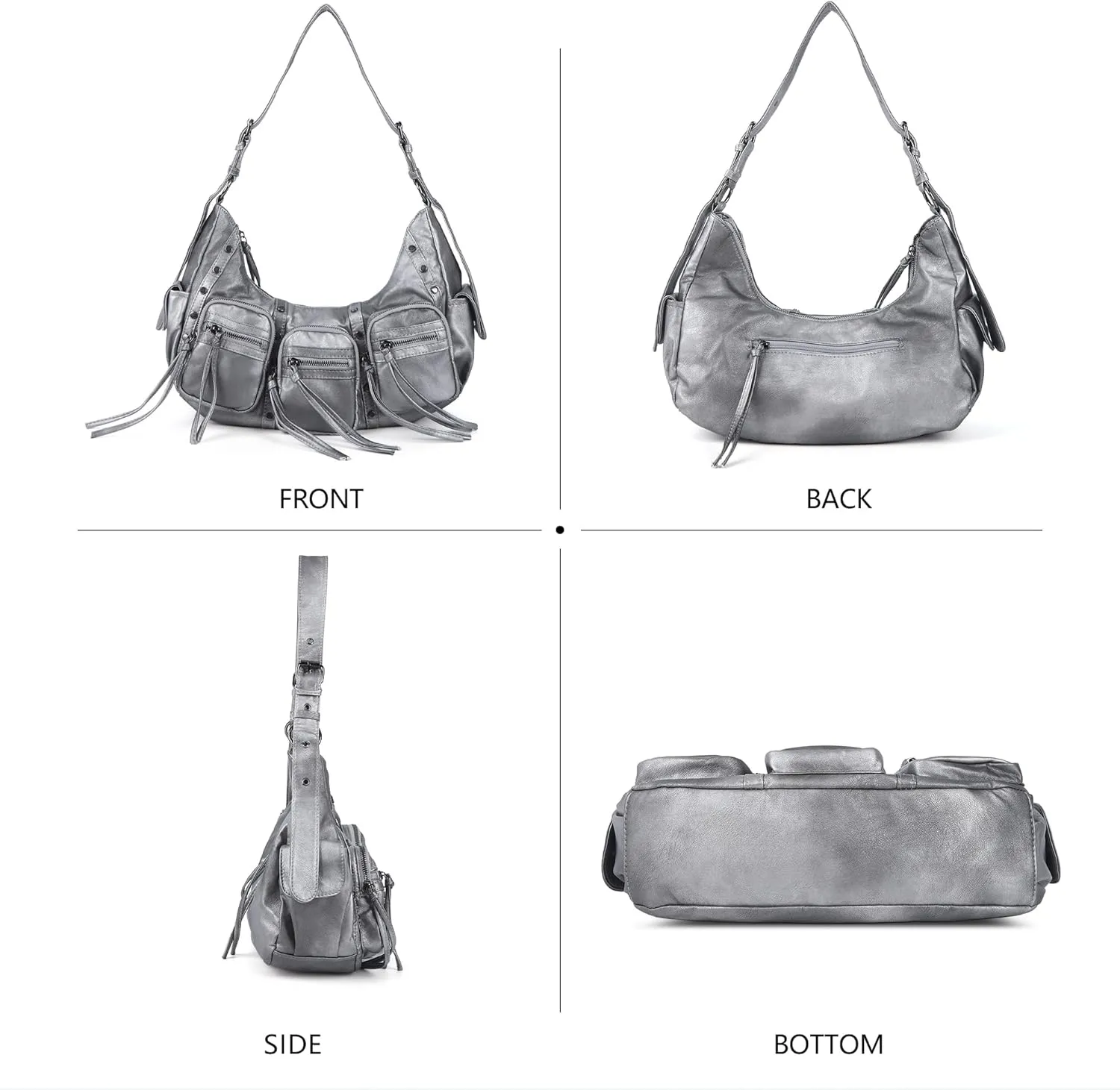 Angel Kiss Hobo Bags Purse for Women Y2K Shoulder Bag Multi Pockets Designer Satchel Studded Handbags with Strap