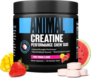 Animal Creatine Chews Tablets - Enhanced Creatine Monohydrate with AstraGin to Improve Absorption, Sea Salt for Added Pumps, Delicious and Convenient Chewable Tablets - Fruit Punch