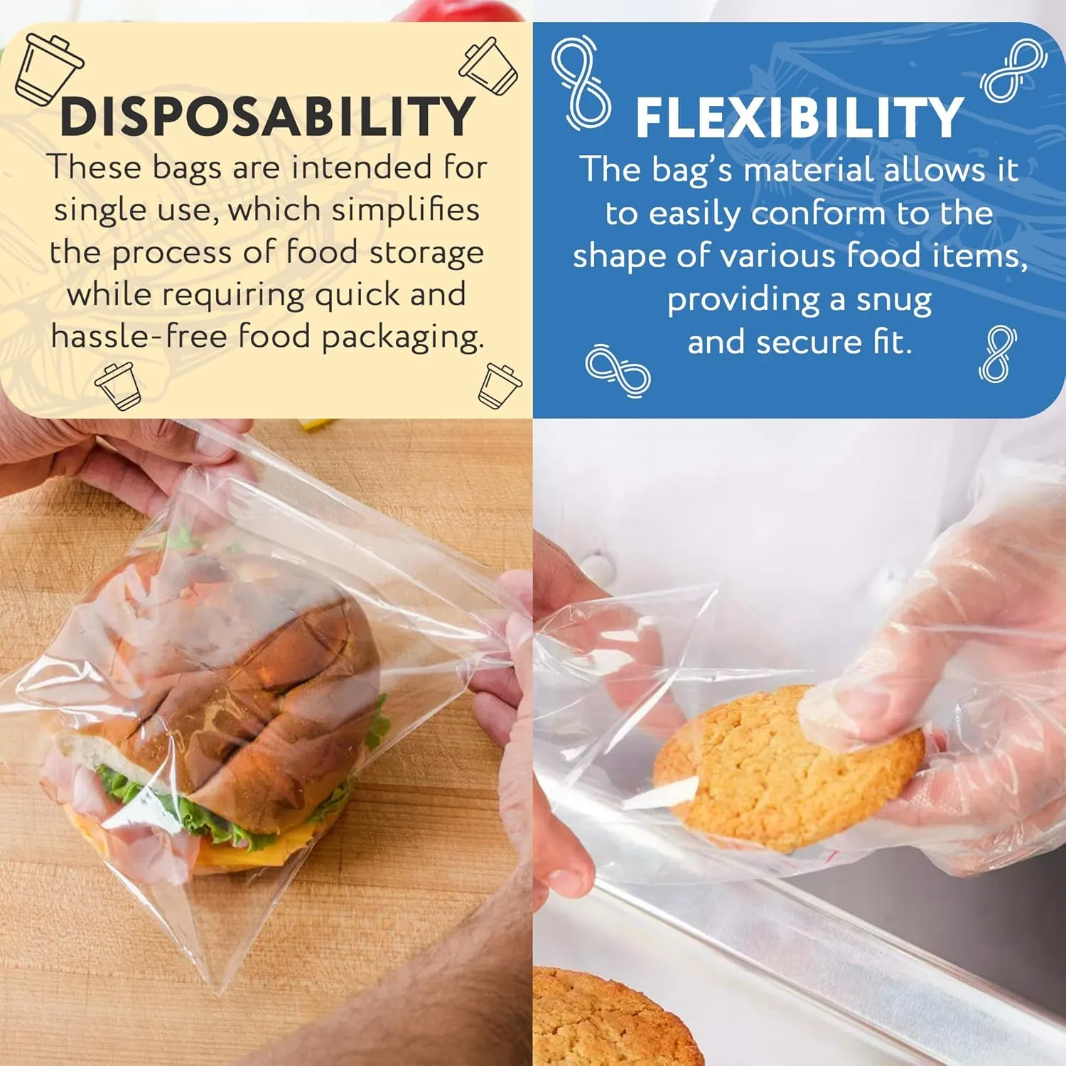 APQ Fold Top Sandwich Bags, 6.75 x 6.75 Inch. Pack of 2000 Clear Snack Baggies Sandwich Bags Fold Top. 0.6 mil Polyethylene Sandwich Baggies Bulk.