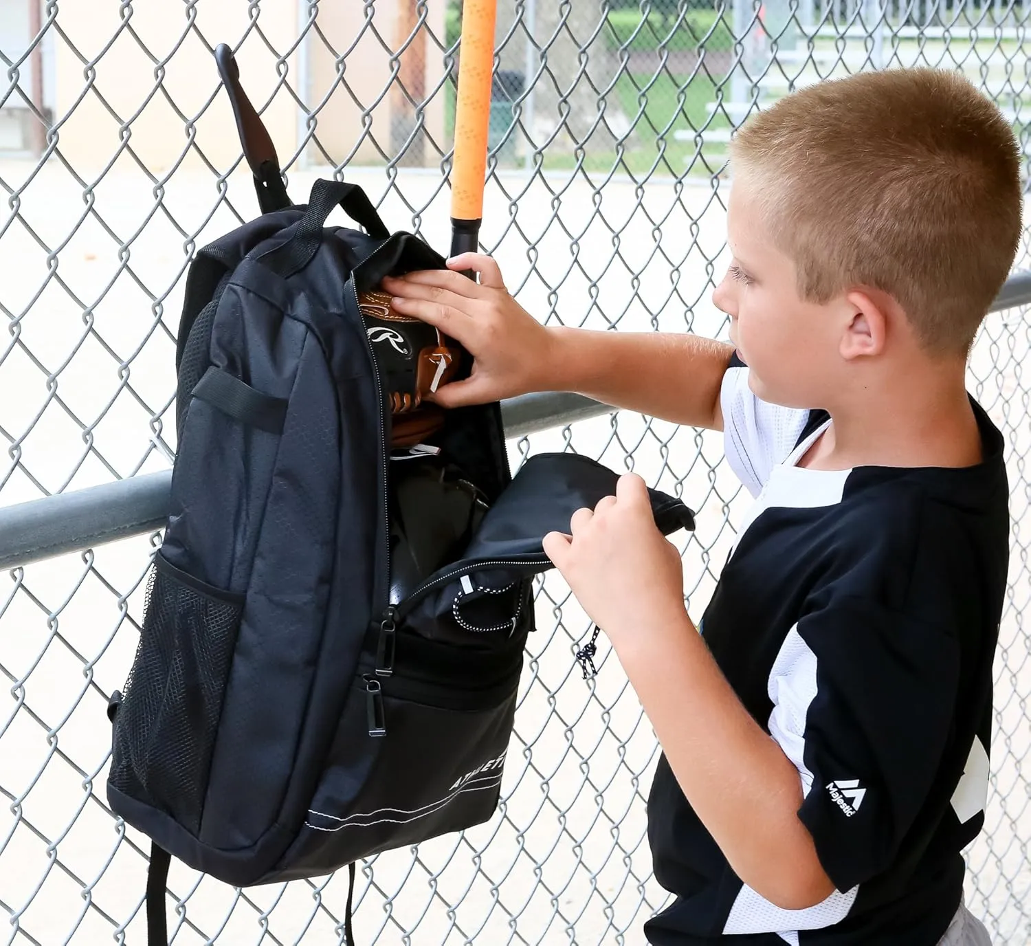 Athletico Youth Baseball Bag - Bat Backpack for Baseball, T-Ball & Softball Equipment & Gear | Holds Bat, Helmet, Glove | Fence Hook