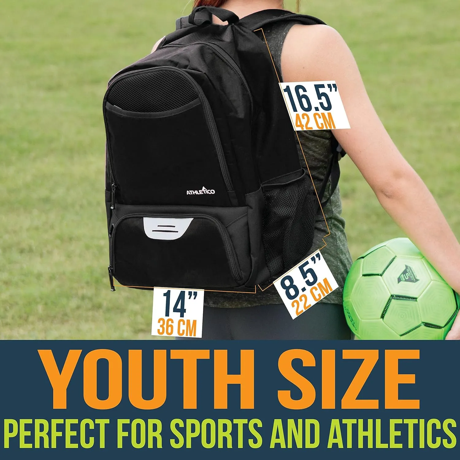 Athletico Youth Soccer Bag - Soccer Backpack & Bags for Basketball, Volleyball & Football | Includes Separate Cleat and Ball Compartment