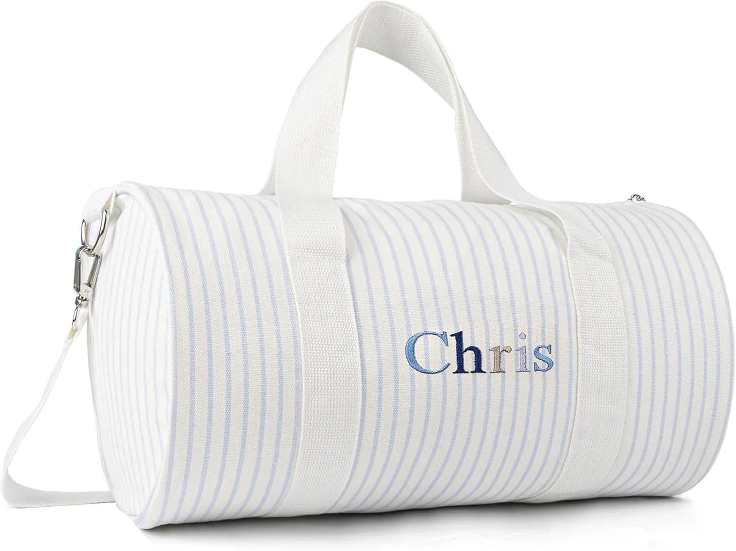 Baby Overnight Bag Personalised Toddler Duffle Bag with Embroidered Name Canvas Kids Duffle Bag for Boys Girls Baby Daycare Bag for Weekender Overnight Travel New Born Birthday Gift (Blue)