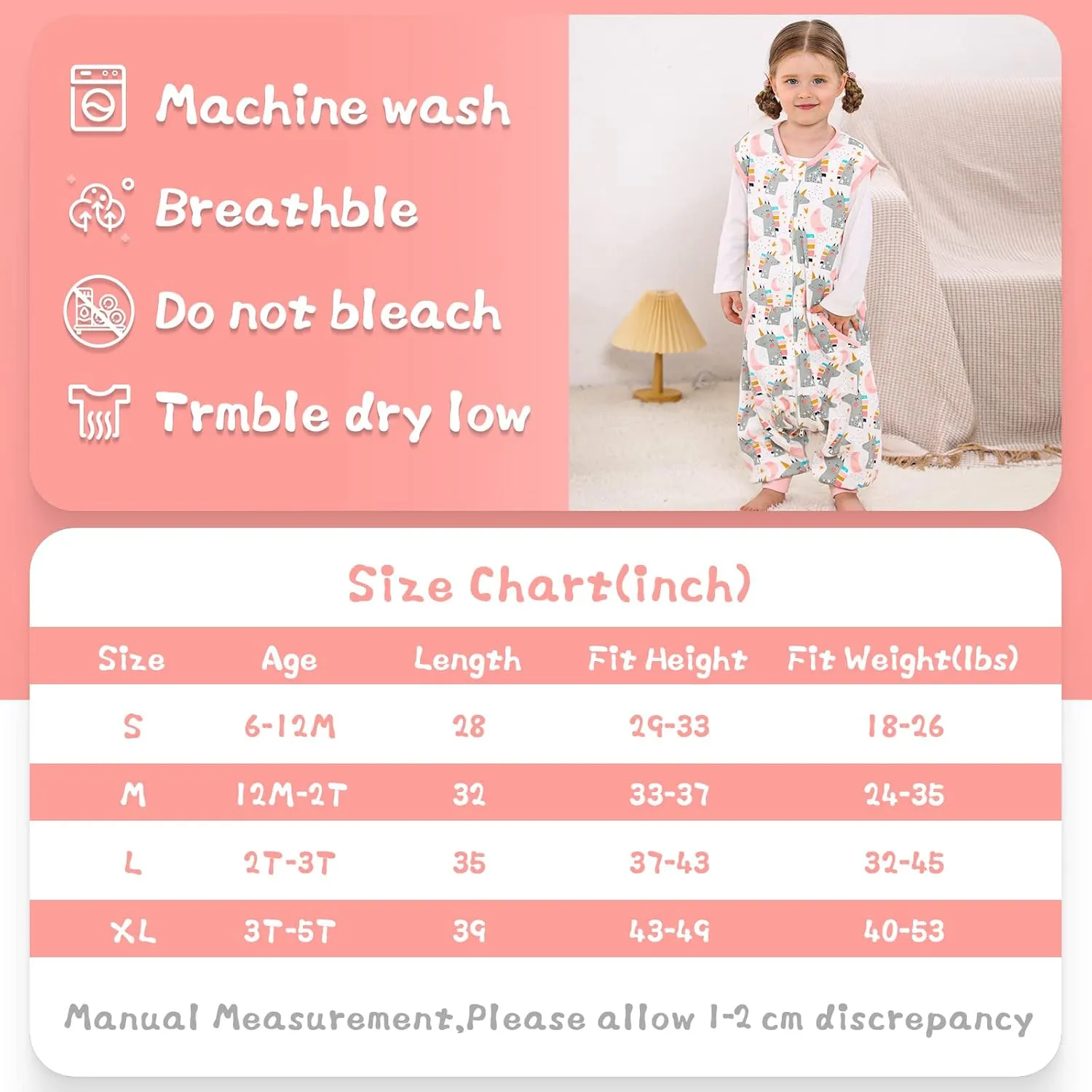 Baby Toddler Sleep Sacks, 3t-5t, Wearable Blankets with Feet, Sleeveless Soft Sacks for Baby Boys or Girls