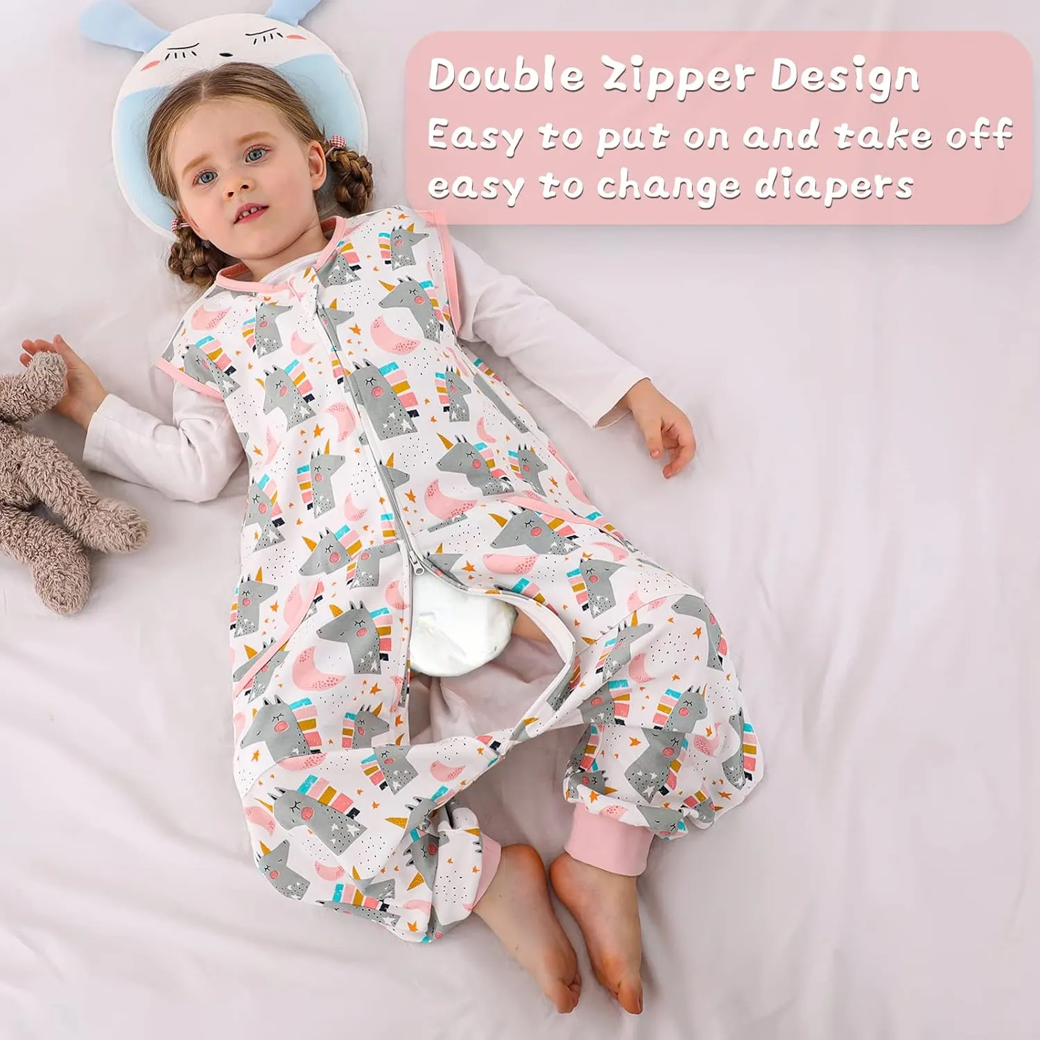 Baby Toddler Sleep Sacks, 3t-5t, Wearable Blankets with Feet, Sleeveless Soft Sacks for Baby Boys or Girls