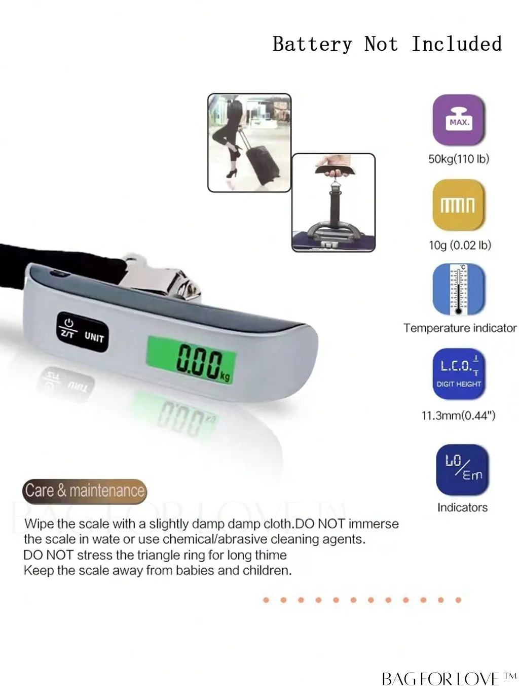 BagForLove - Compact Electric Weight Scale - Portable and Convenient