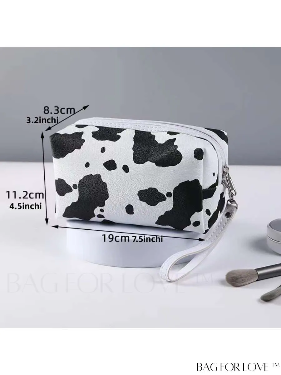 BagForLove - Cute Cow Print Canvas Makeup Bag: Everyday Essential for Stylish Storage