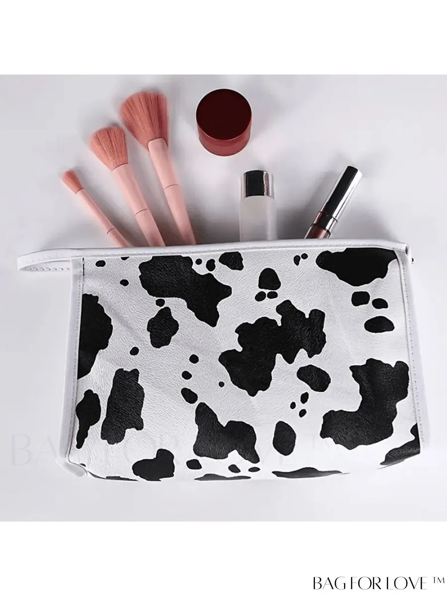 BagForLove - Cute Cow Print Canvas Makeup Bag: Everyday Essential for Stylish Storage