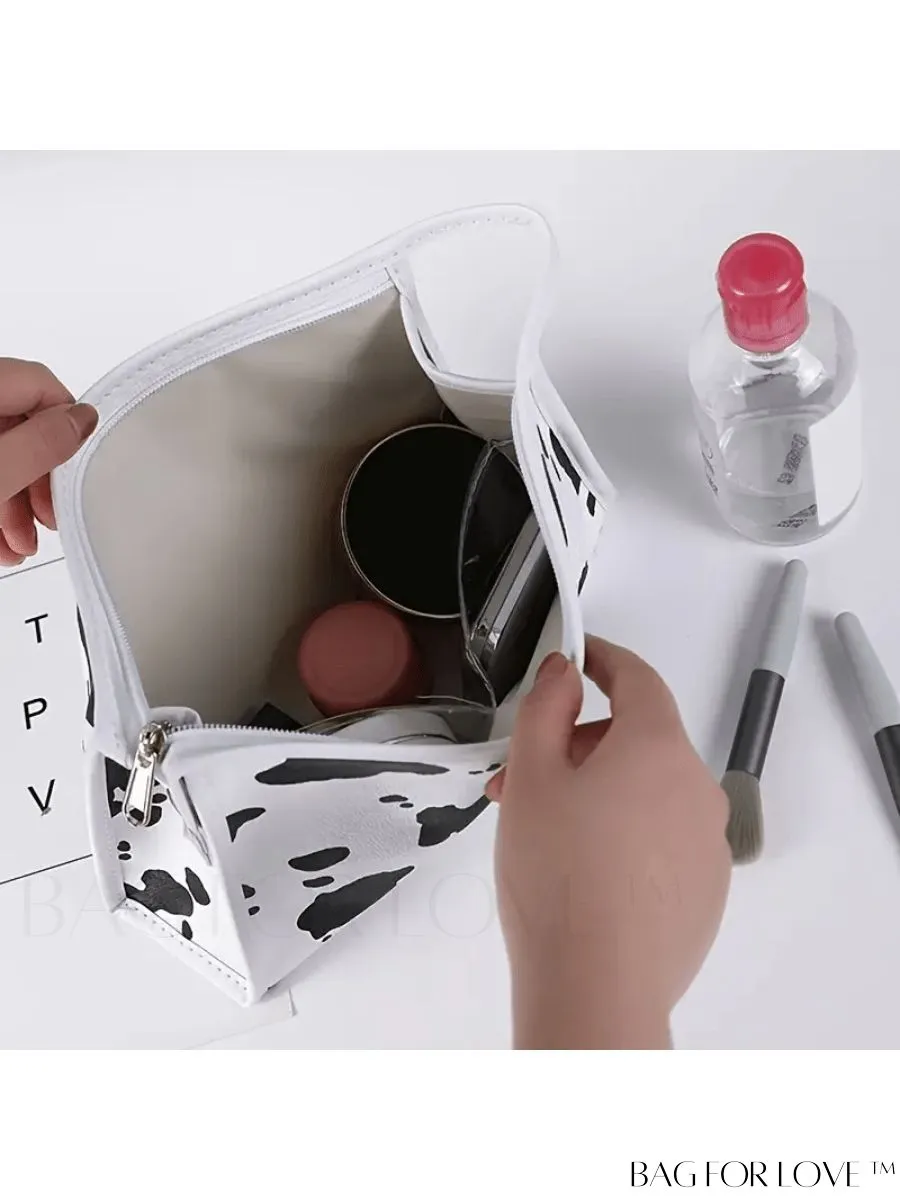 BagForLove - Cute Cow Print Canvas Makeup Bag: Everyday Essential for Stylish Storage