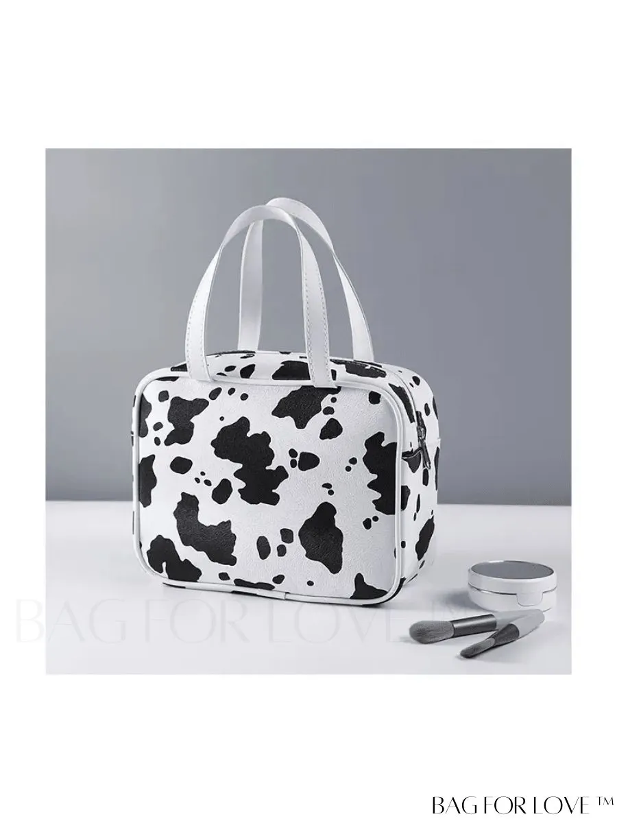 BagForLove - Cute Cow Print Canvas Makeup Bag: Everyday Essential for Stylish Storage