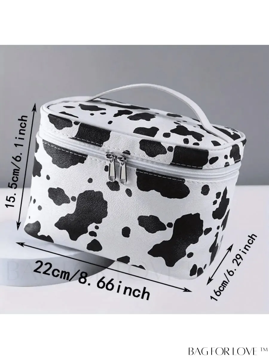 BagForLove - Cute Cow Print Canvas Makeup Bag: Everyday Essential for Stylish Storage