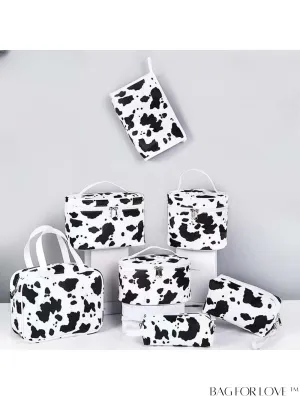 BagForLove - Cute Cow Print Canvas Makeup Bag: Everyday Essential for Stylish Storage