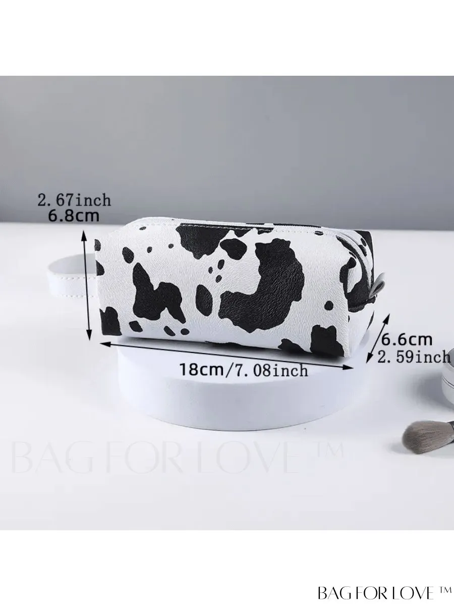 BagForLove - Cute Cow Print Canvas Makeup Bag: Everyday Essential for Stylish Storage
