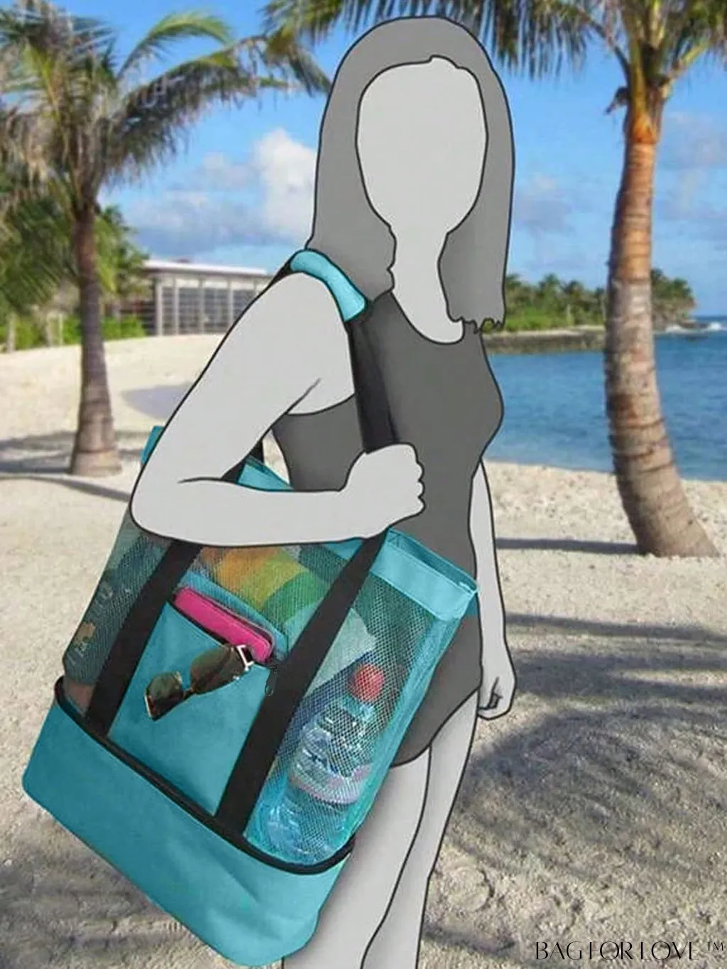 BagForLove - Spacious Insulated Mesh Beach Bag with Ample Storage
