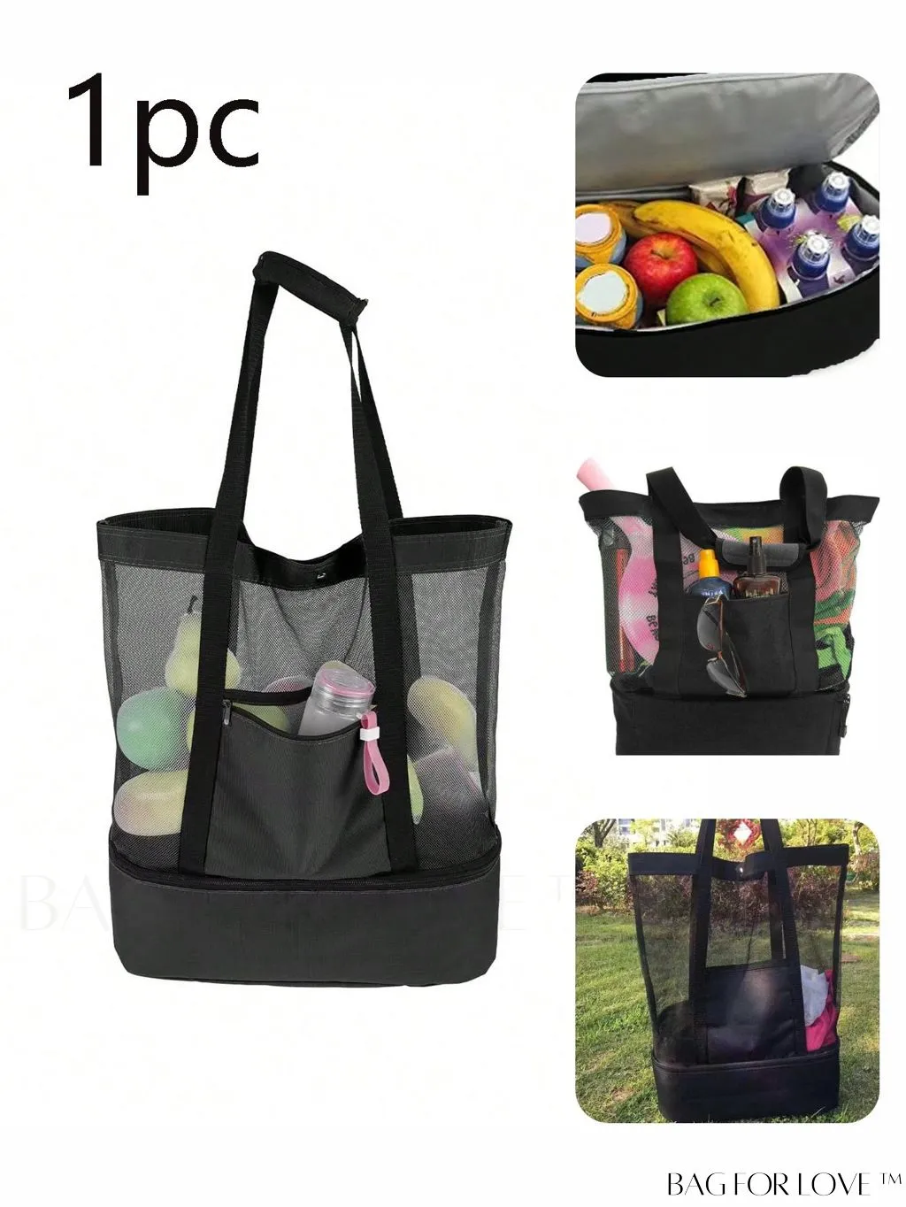 BagForLove - Spacious Insulated Mesh Beach Bag with Ample Storage