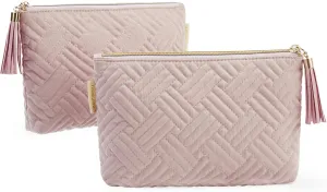 BAGSMART Small Cosmetic Bag, 2Pcs Pink Makeup Bags,Makeup Pouch for Purse,Travel Cosmetic Organizer for Makeup Brushes Lipsticks Electonic Accessories