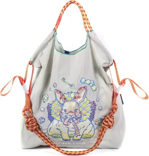 Ball&Chain Embroidery Tote Bag for Women, Foldable Tote Bag Large Shoulder Bag Top Handle Handbag for Travel, Work