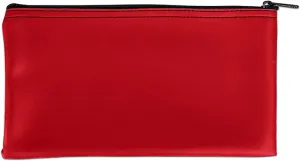 BankSupplies Reusable Deposit Bag | 11” W x 6” H | Vinyl Coating | Red | Double-Stitched Seams | Heavy-Duty Nylon Zipper | Leather-Like Textured Grain | Bank Bags with Zipper