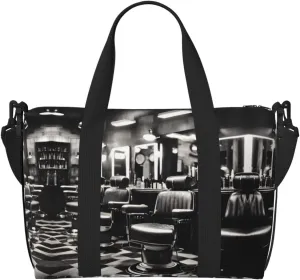 Barber Shop Monochrome Style Versatile Personal Item Travel Bags for Women - Spacious Duffel Bags for Traveling, Gym Bags for Men