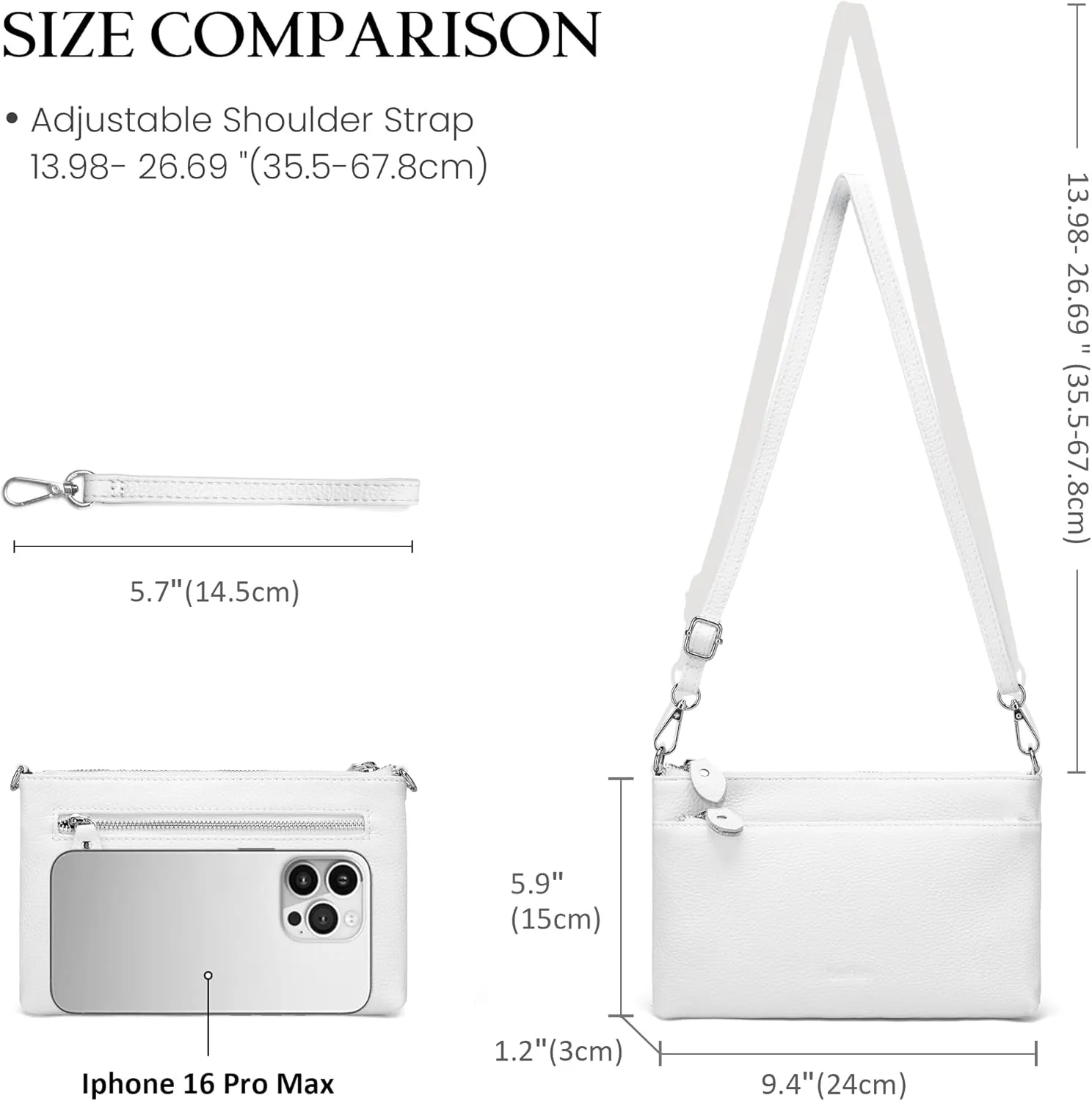 befen Genuine Leather Wristlet Clutch Wallet Purses with RFID Blocking, Small Crossbody Bags Shoulder Handbag for Women