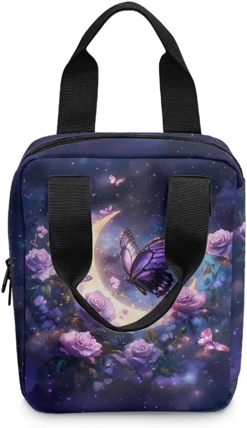 Bible Case for Women Carrying Book Case Church Bag Bible Protective with Pen Slots and Zippered Pocket Bible Bag-Butterfly Moon