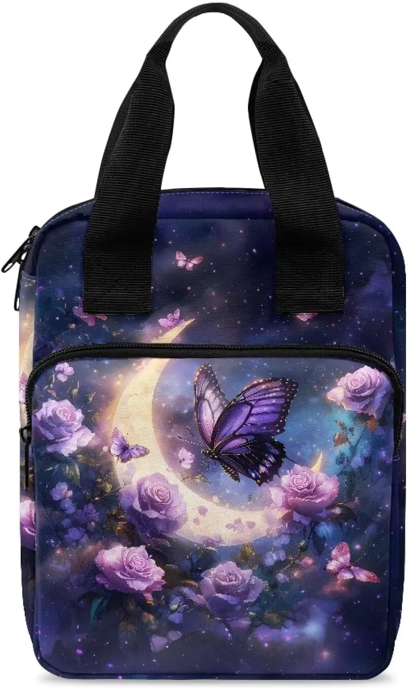 Bible Case for Women Carrying Book Case Church Bag Bible Protective with Pen Slots and Zippered Pocket Bible Bag-Butterfly Moon