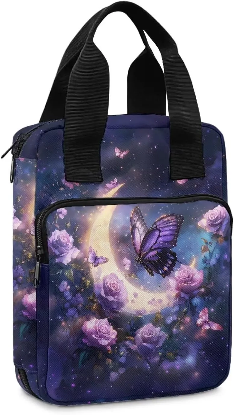 Bible Case for Women Carrying Book Case Church Bag Bible Protective with Pen Slots and Zippered Pocket Bible Bag-Butterfly Moon