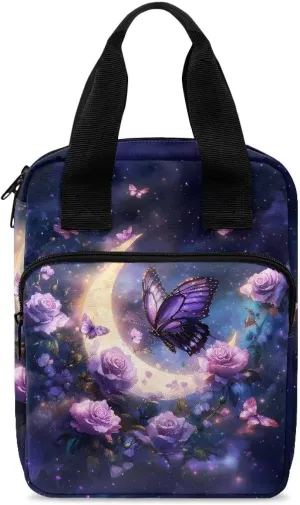Bible Case for Women Carrying Book Case Church Bag Bible Protective with Pen Slots and Zippered Pocket Bible Bag-Butterfly Moon