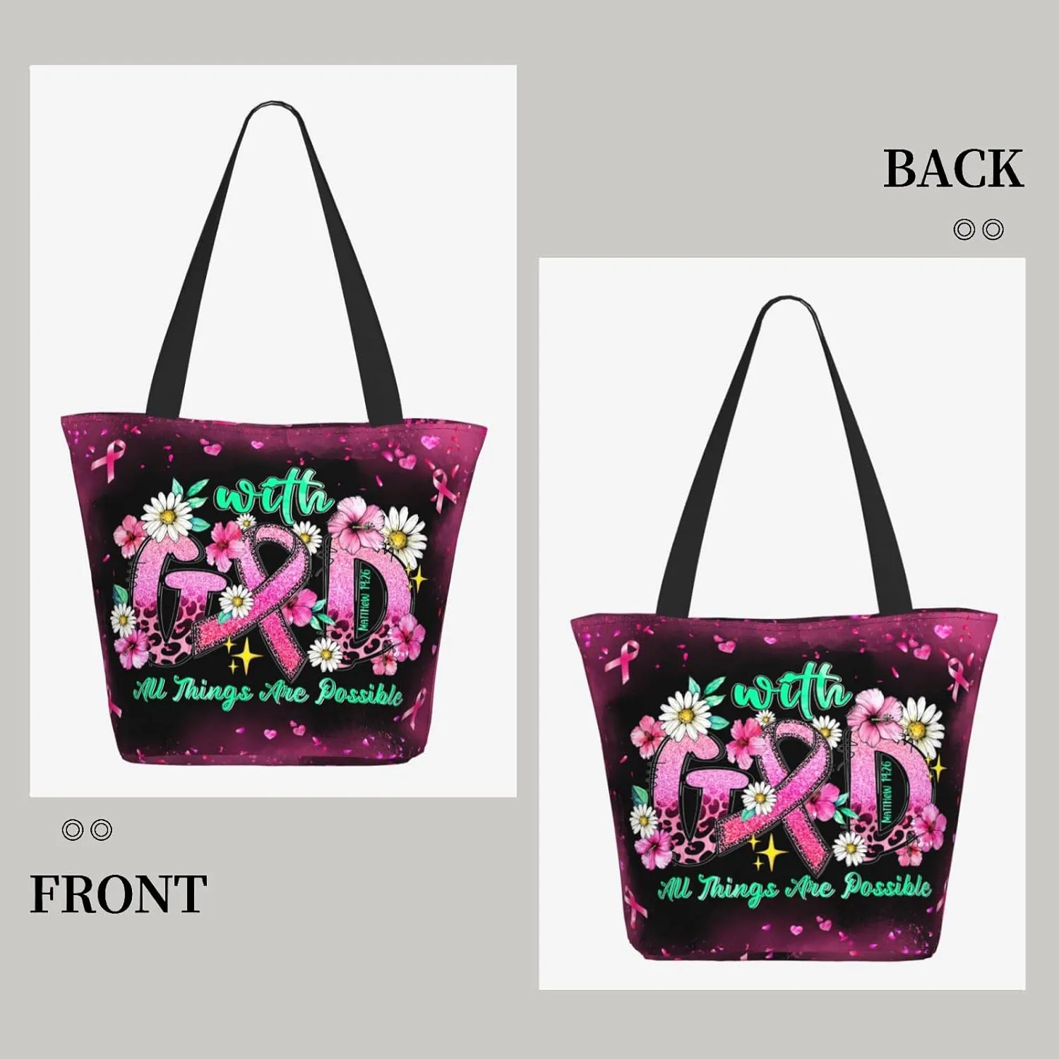 Bible Tote Bags for Women Christian Tote Bag Church Shoulder Bag Inspirational Bags With Zipper Christian Gift