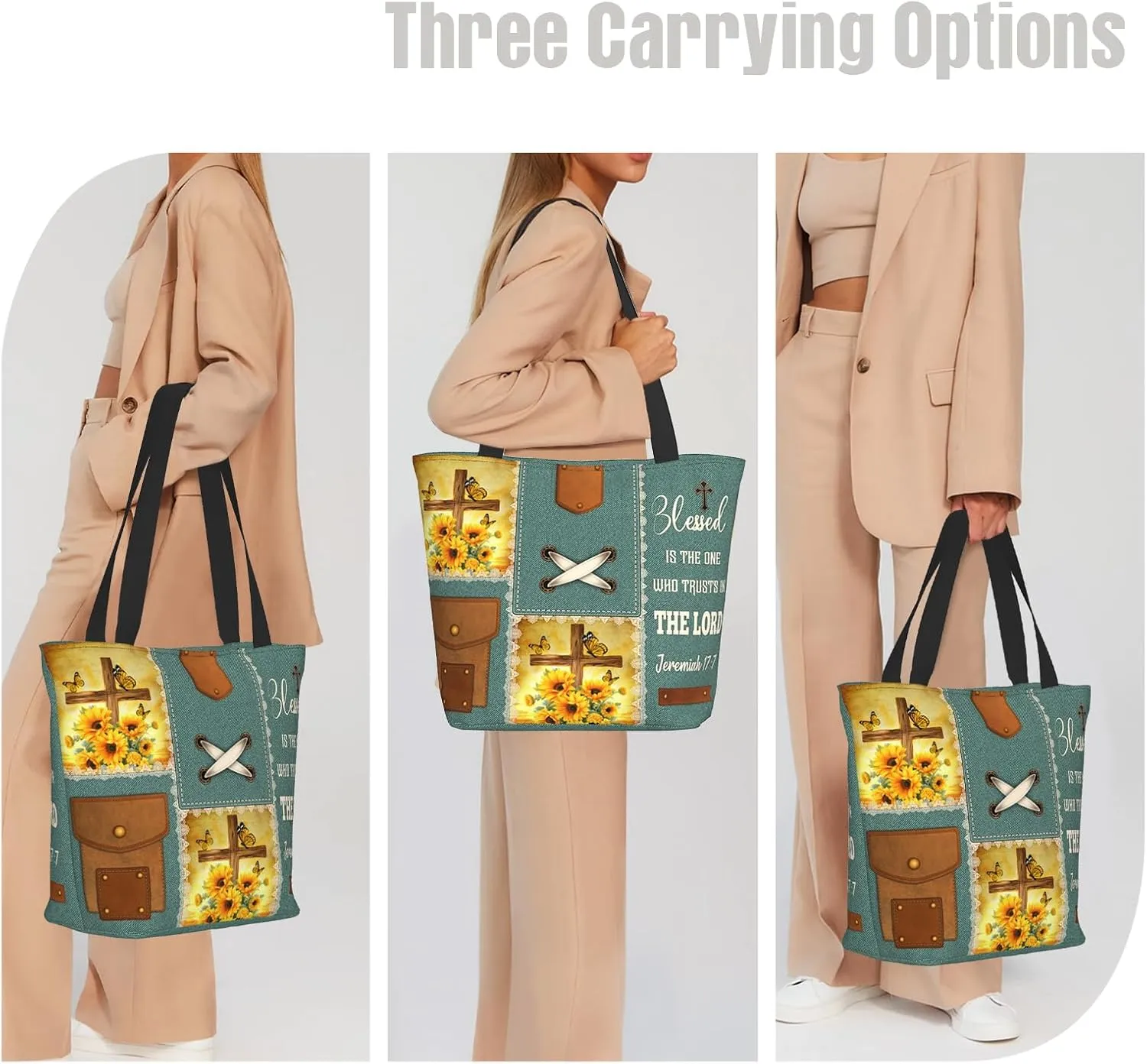 Bible Tote Bags For Women Christian Tote Bags For Women Bible Bag Religious Shoulder Bag Scripture Reusable Grocery Bag
