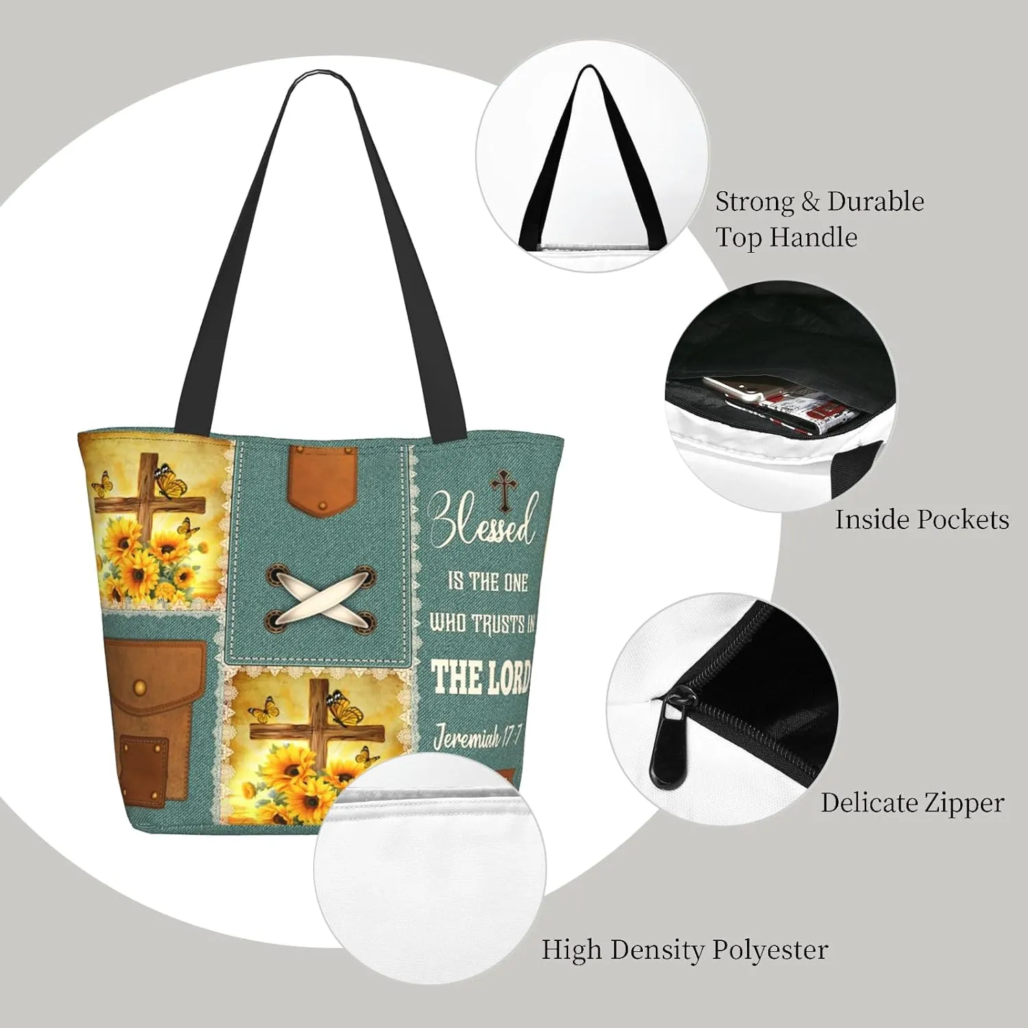 Bible Tote Bags For Women Christian Tote Bags For Women Bible Bag Religious Shoulder Bag Scripture Reusable Grocery Bag