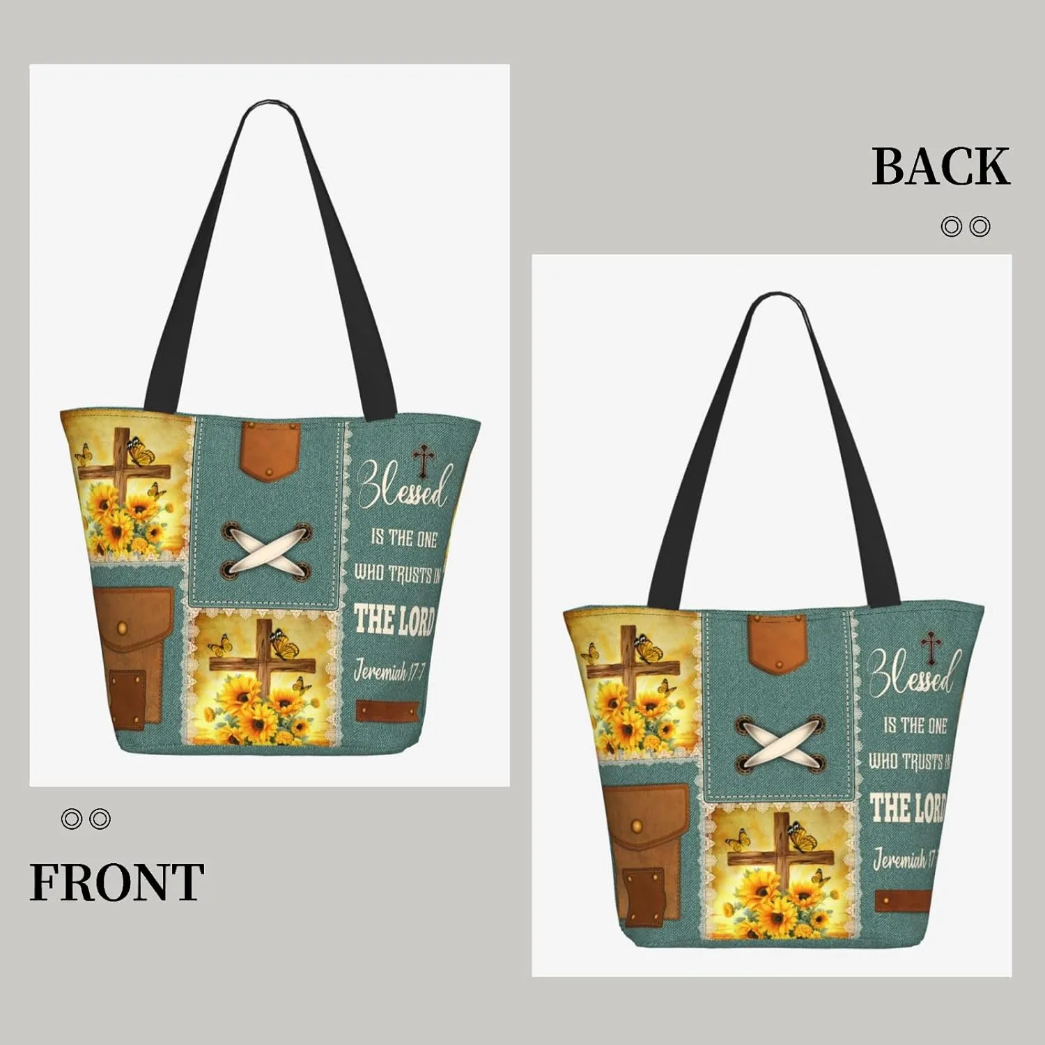 Bible Tote Bags For Women Christian Tote Bags For Women Bible Bag Religious Shoulder Bag Scripture Reusable Grocery Bag