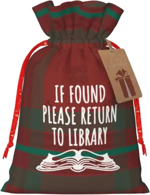 BIGKEULY When in Doubt Go to The Library Christmas Bags Christmas Coarse Linen Drawstring Gift Bags